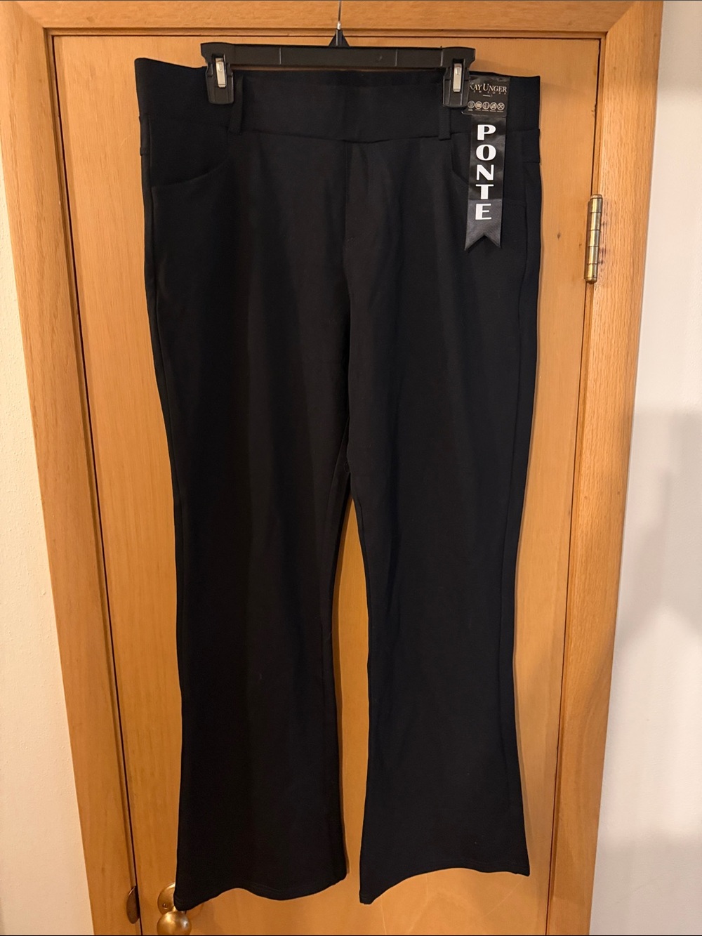 Kay Unger New York Women’s Ponte Knit Bootcut Pants Trousers New Black Size 2X
